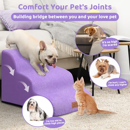 Dog Ramp and Stairs for Bed (Purple / 3)