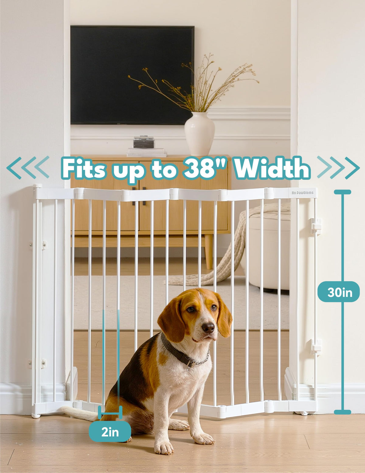 Retractable Safety Gate (White / 38" Wide, 30" Tall)