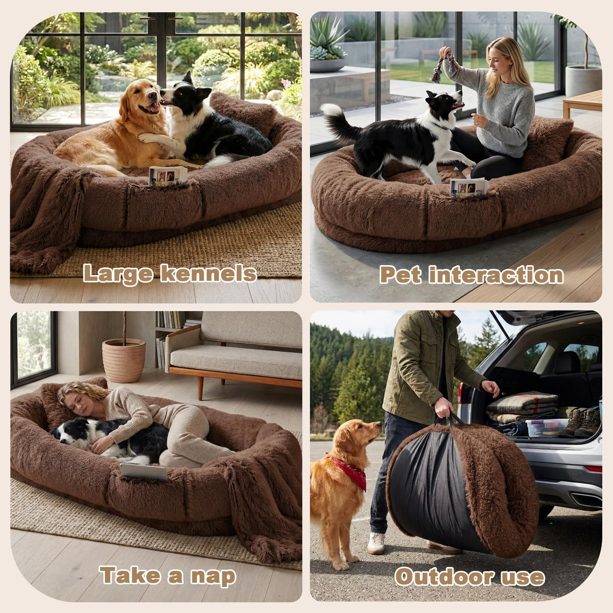 Human Dog Bed for Adult (71.0"L x 45.0"W x 12.0"Th / Coffee)