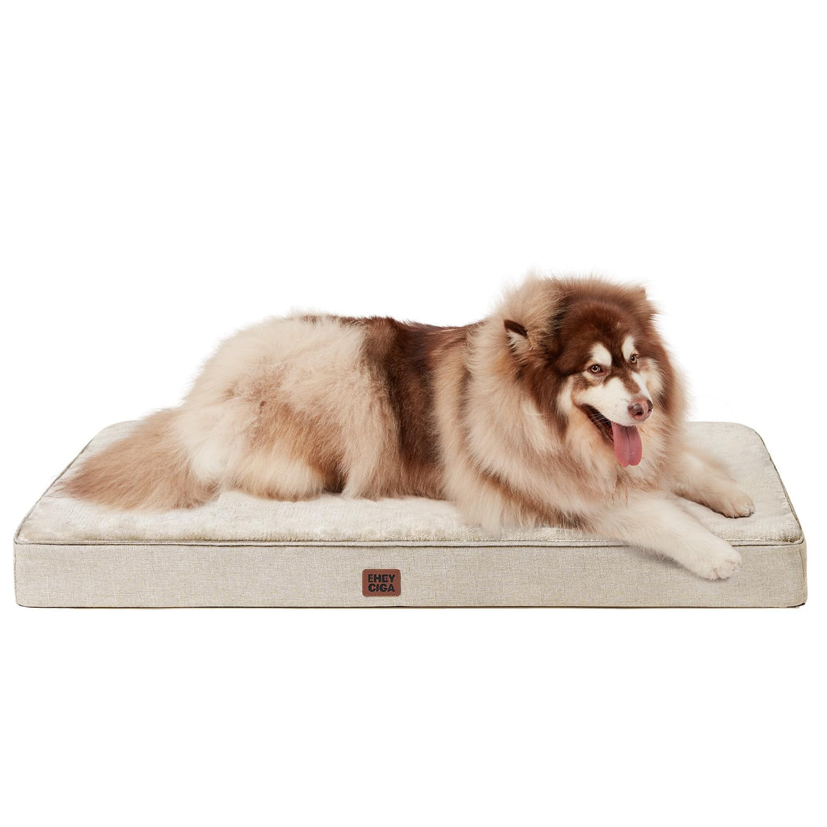 XXL Washable Dog Crate Bed with Memory Foam (Beige / 47*29*3.5 Inches)
