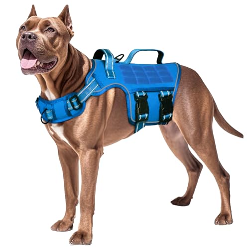 Dog Harness for Large Dogs (Blue / XL(Neck:21-32",Chest:26-39"),75-135 lbs)