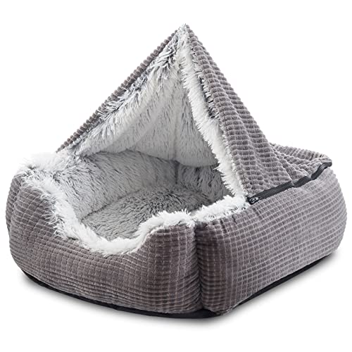 Medium Dog Beds for Medium Large Dogs with Cover Cave (30.0"L x 24.0"W x 9.0"Th)