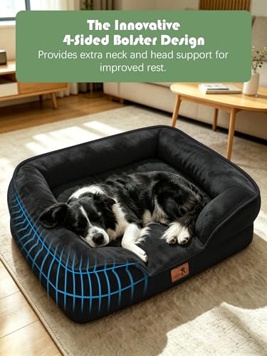 Orthopedic Dog Bed with Sides (35.0"L x 25.0"W x 6.5"Th / Black)
