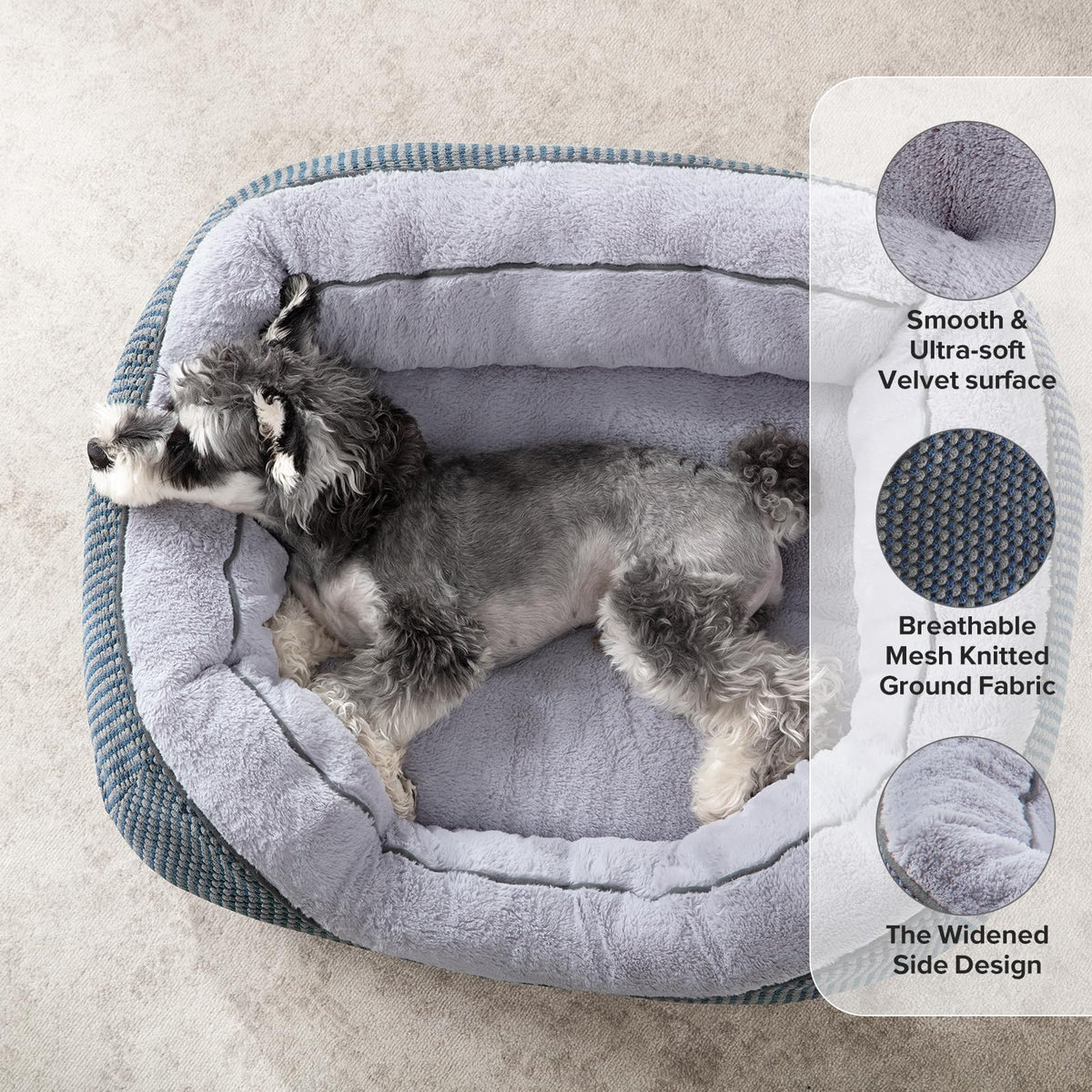 Small Dog Bed Orthopedic Warming Soft Calming Sleeping Durable with Anti (S PLUS (25"x21"x8") / Navy)