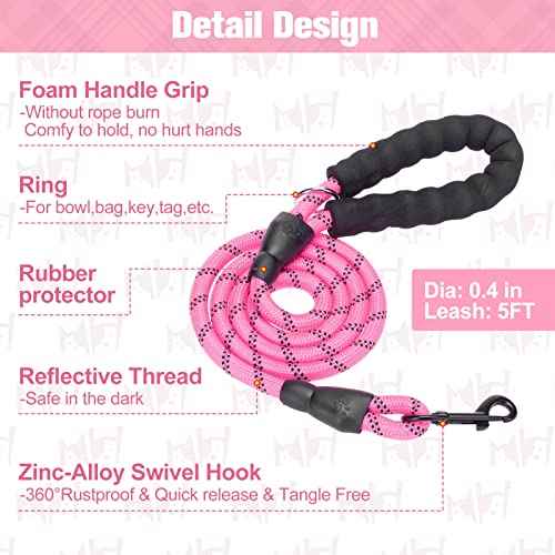 Dog Harness Medium Sized and Leash Set (Medium(Chest Girth 16" - 18") / Pink)