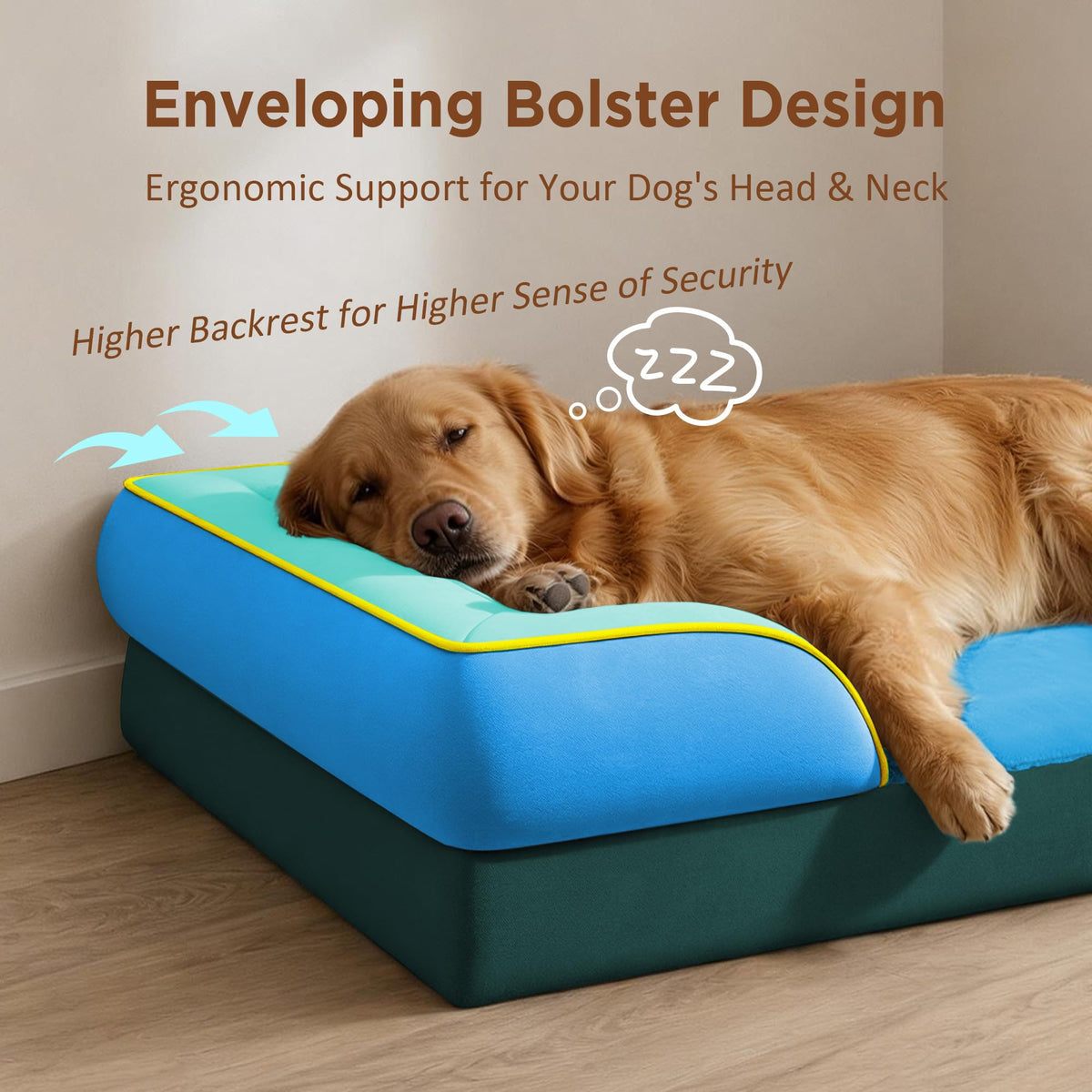 Orthopedic Dog Bed for Extra Large Dogs with Bolster (42.0"L x 30.0"W x 8.5"Th / Dallas)