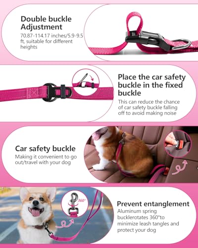 Hands Free Dog Leash (RoseRed / Large-5.9-9.5ft)