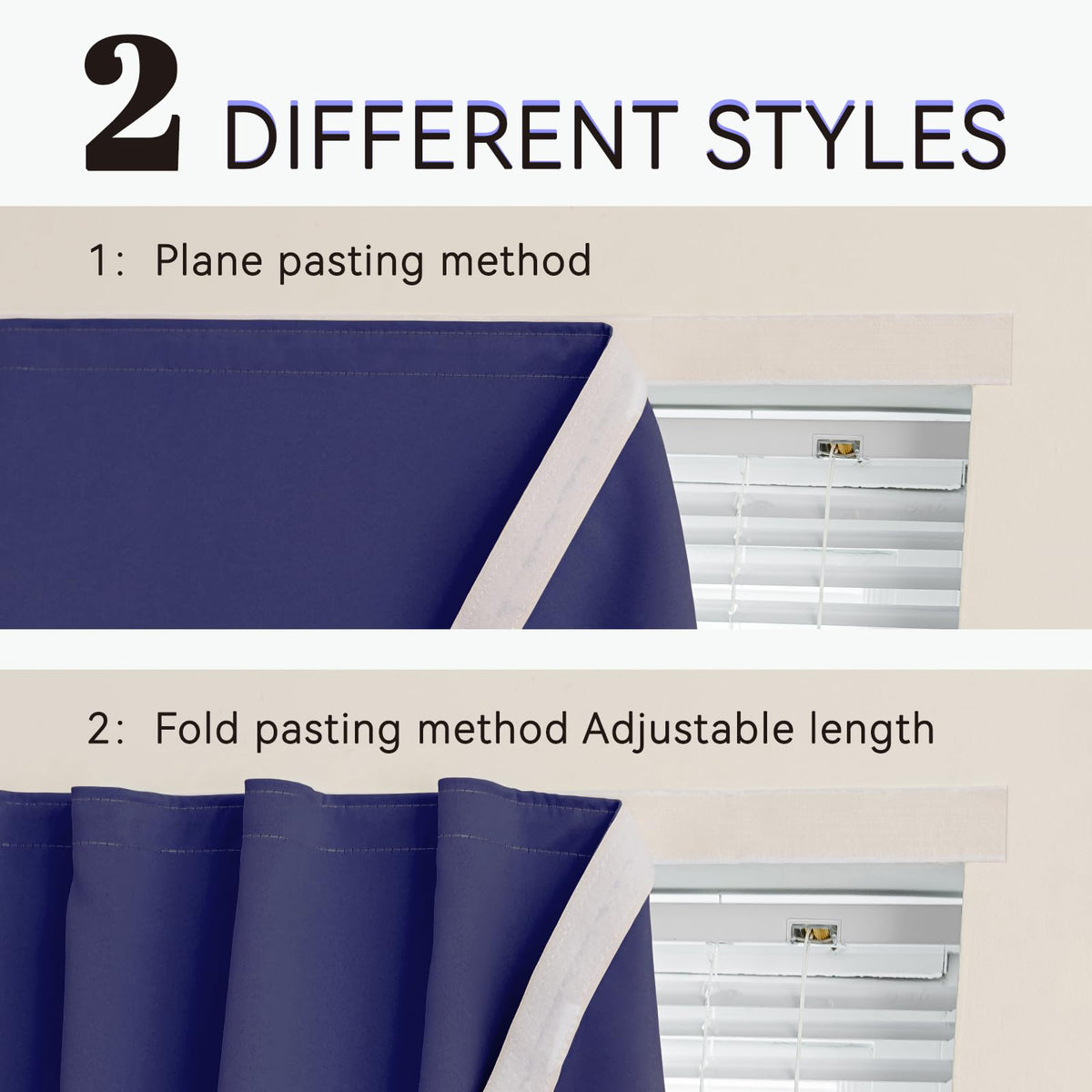 Adhesive Blackout Curtains Portable (Navy Blue / 59"W x 59"L (Pack of 1))