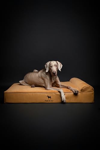 XL Dog Bed 45x35x9.1 Inch (Vegan Leather - Camel / X-Large)