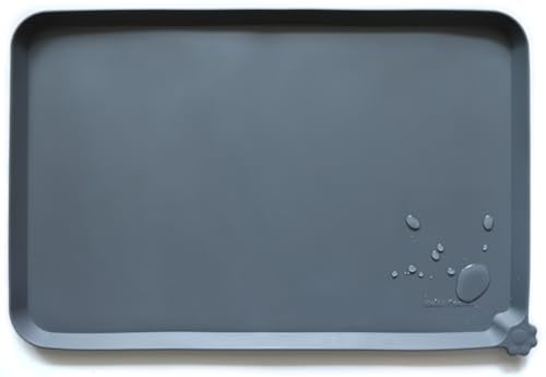 L Silicone Pet Food Mats (22"L x 14"W / Gray)