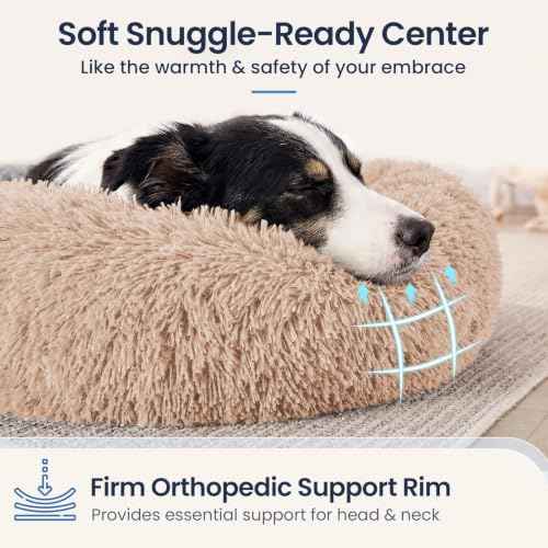 Calming Washable Dog Bed for Extra Large Dog Bed (Camel / 45.0"L x 45.0"W x 10.0"Th(Removable))
