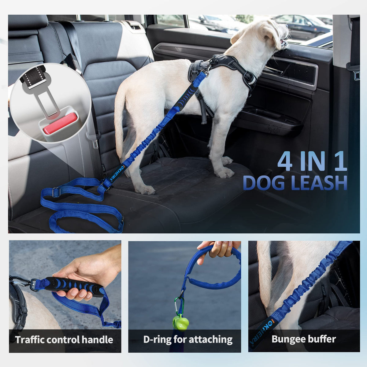 Multifunctional Dog Leash for Large & Medium Dogs (Blue)