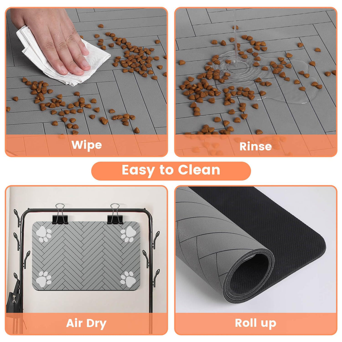 Pet Feeding Mat (Light Gray / 24"L x 16"W)