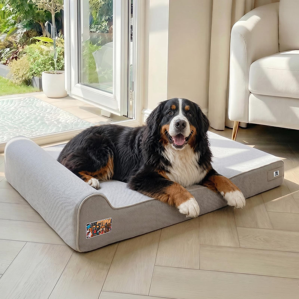 Orthopedic Dog Beds for Extra Large Dogs (Style B-Light Grey / X-Large)
