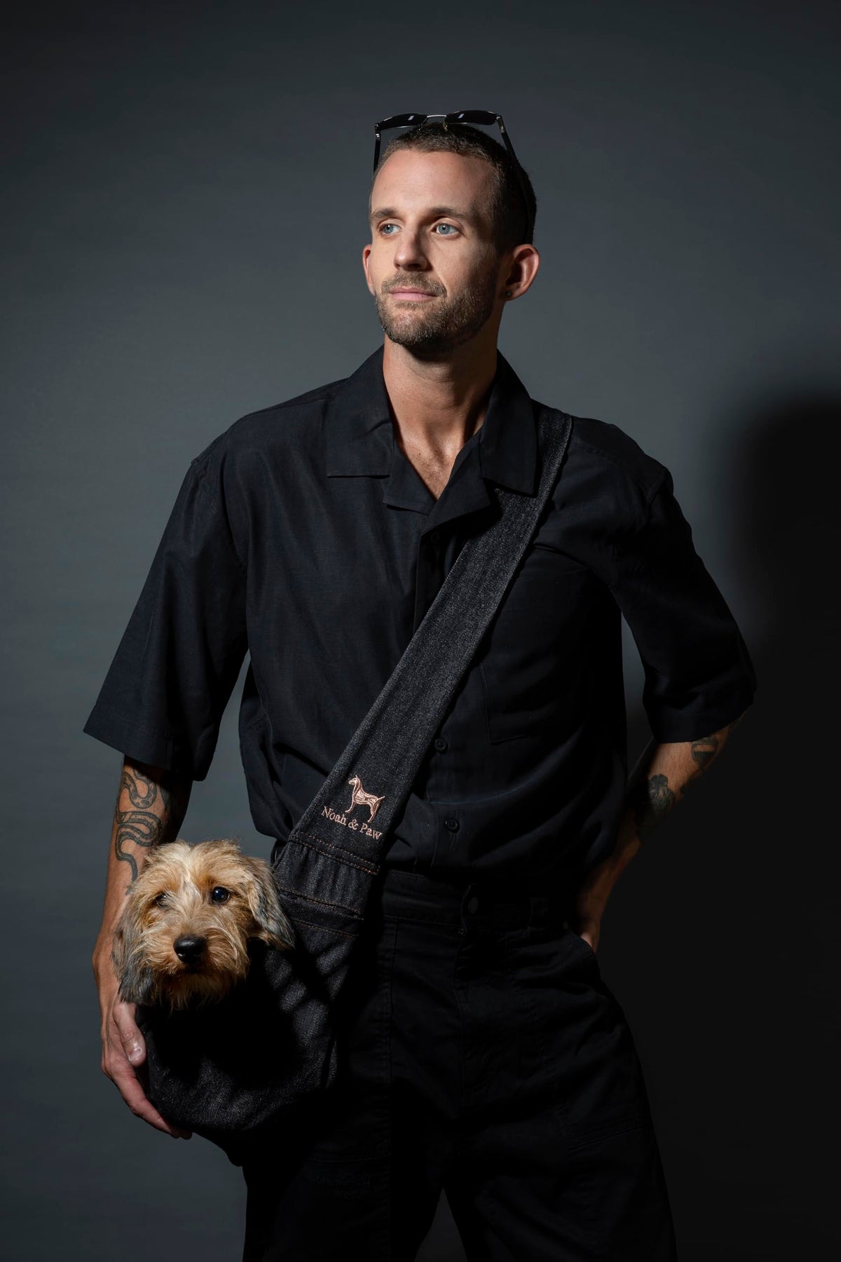 Dog Sling Carrier for Small Dogs 5 (Black (Denim) / 18.0"L x 10.0"W x 6.5"H)