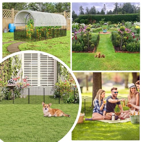 14 Panels Dog Fence Outdoor for Yard (Black / 14 Panels-36in(H)x35.36ft(L)-Concave)