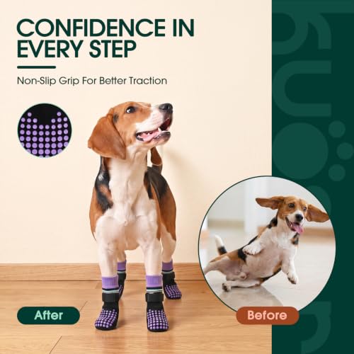 2 Pairs Anti Slip Dog Socks with Grips (M(paw width: 2.36") / black)