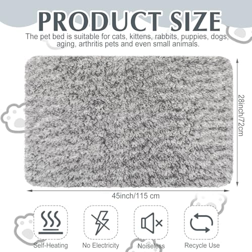 4 Pack Self Warming Cat Mat for Pets (45 x 28 Inch / Gray)