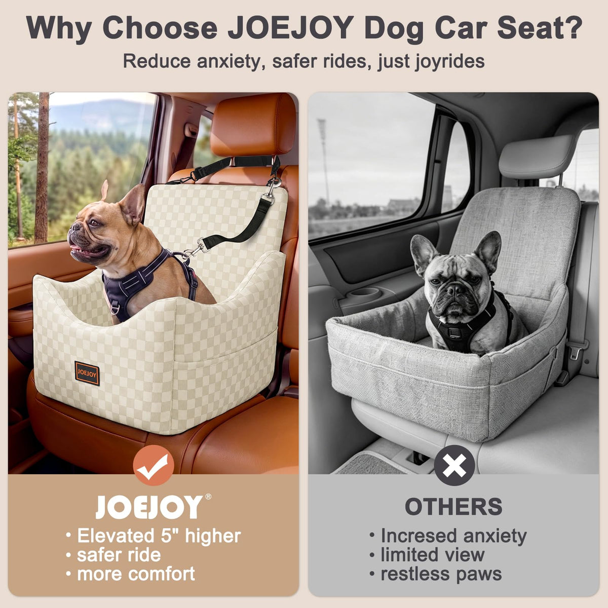 Elevated Dog Car Seat for Small (Medium / Beige)
