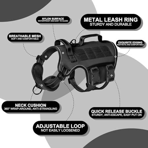 Dog Harness Medium Sized Dog (Black / M(Neck:17-23",Chest:22-32"),35-50 lbs)