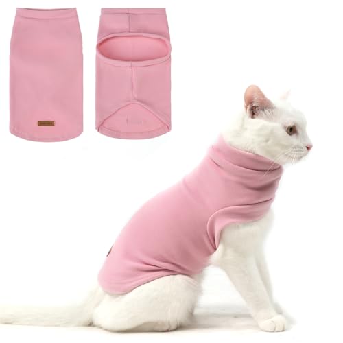 Cat Sweater Warm Fleece Pet Clothes for Cats Only (Pink / Medium)