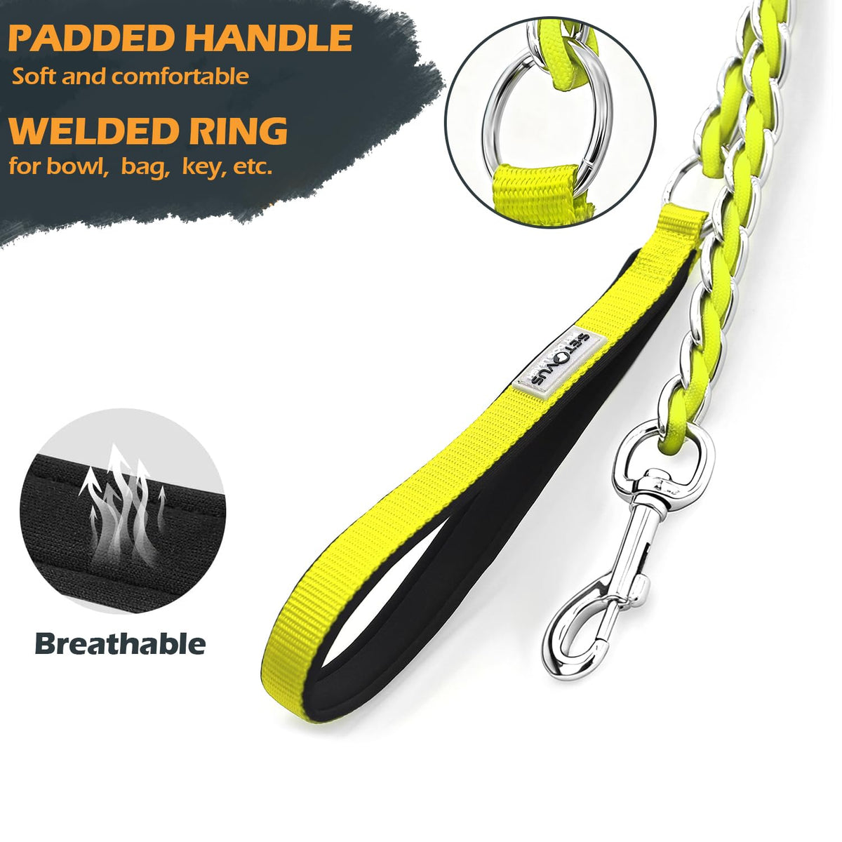 Chain Dog Leash (Yellow / 4FT(30-80lb))