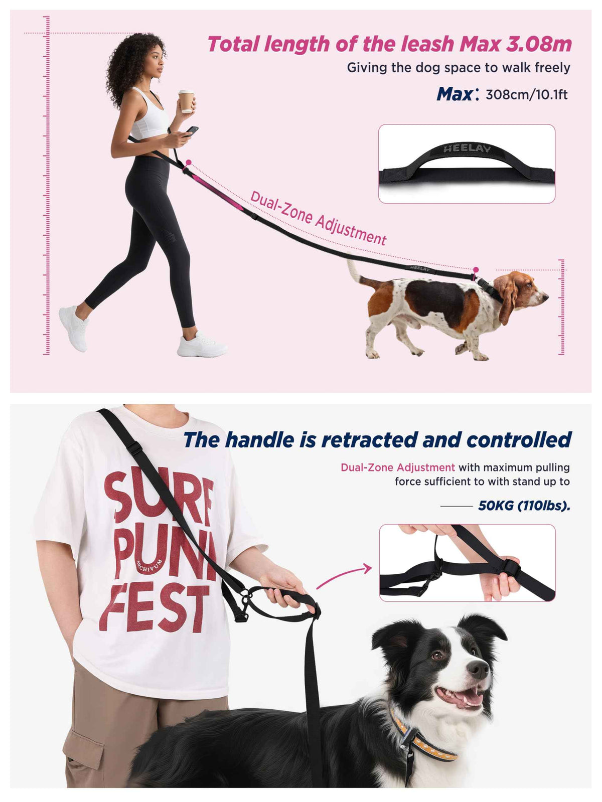 Hands Free Dog Leash (3M Black)