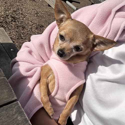 Dog Fleece Sweater w (L (10-16lbs) / Pink Lemonade)