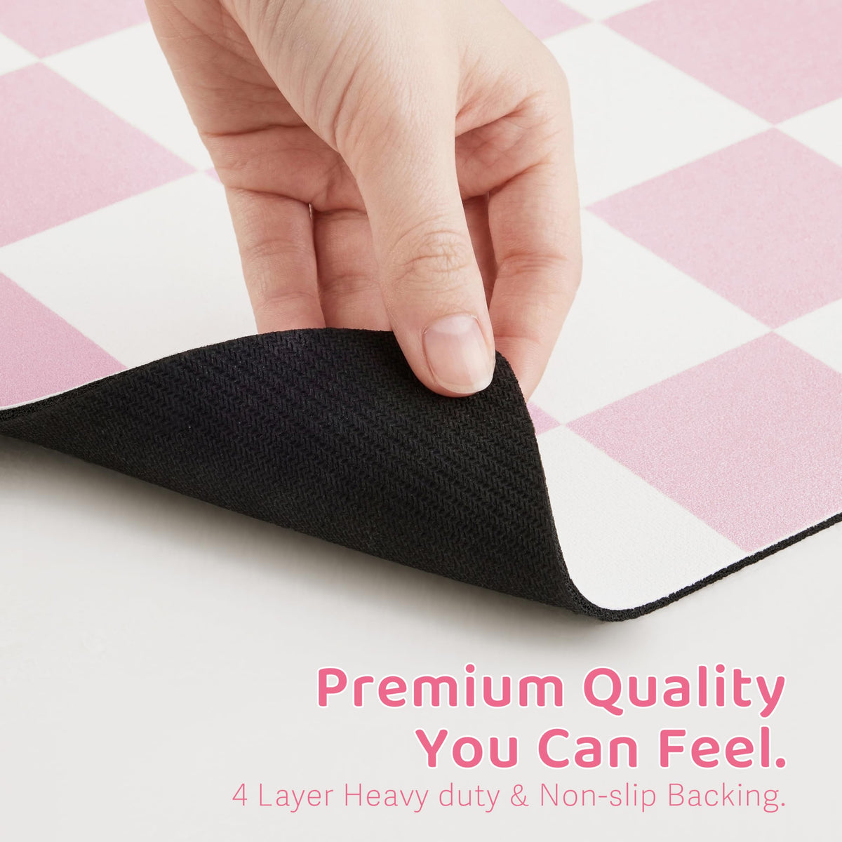 Checkered Dog Feeding Mat (24"L x 16"W / Pink)