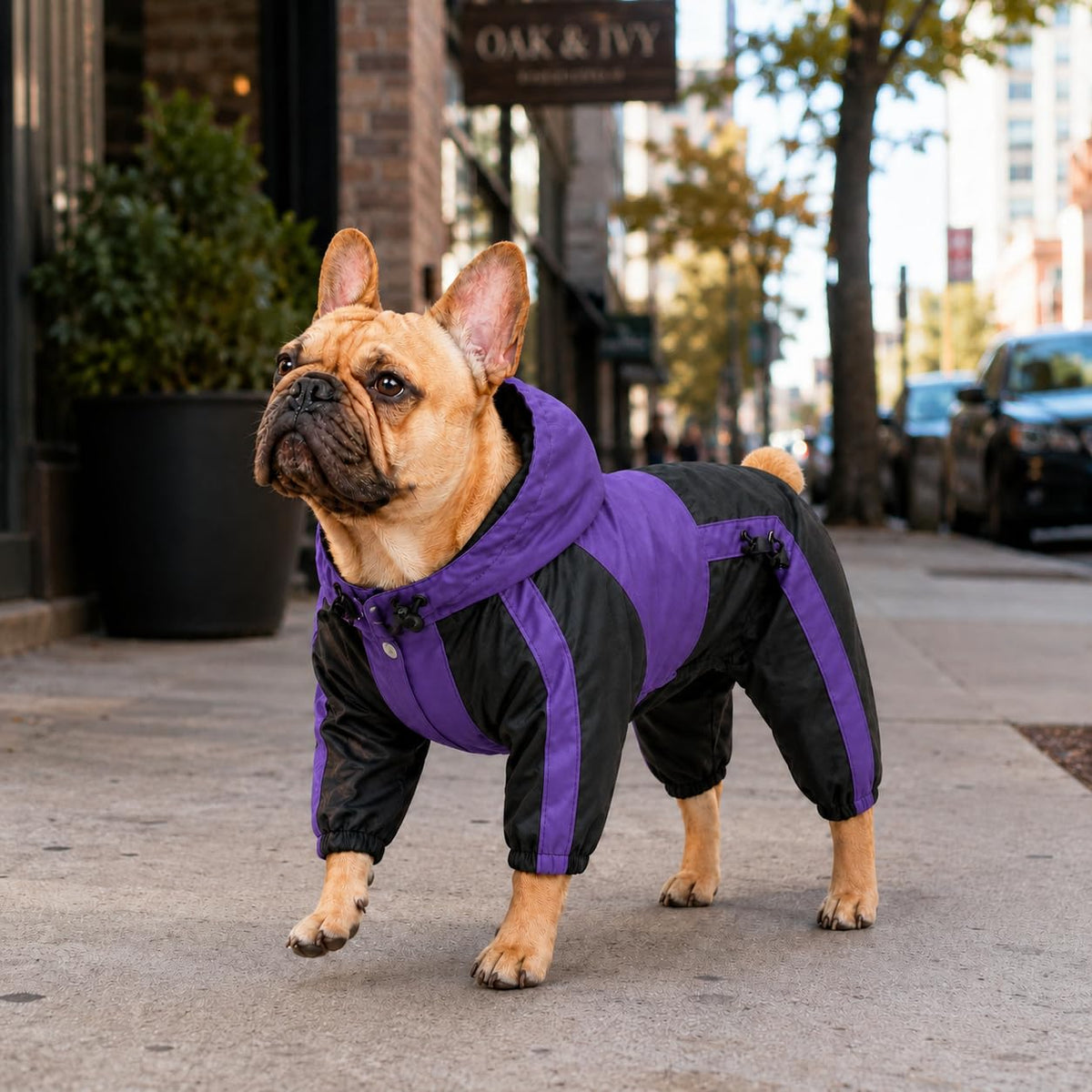 Welsh Corgi Dog Hooded Raincoat (D-S (for Dachshund) / Purple)