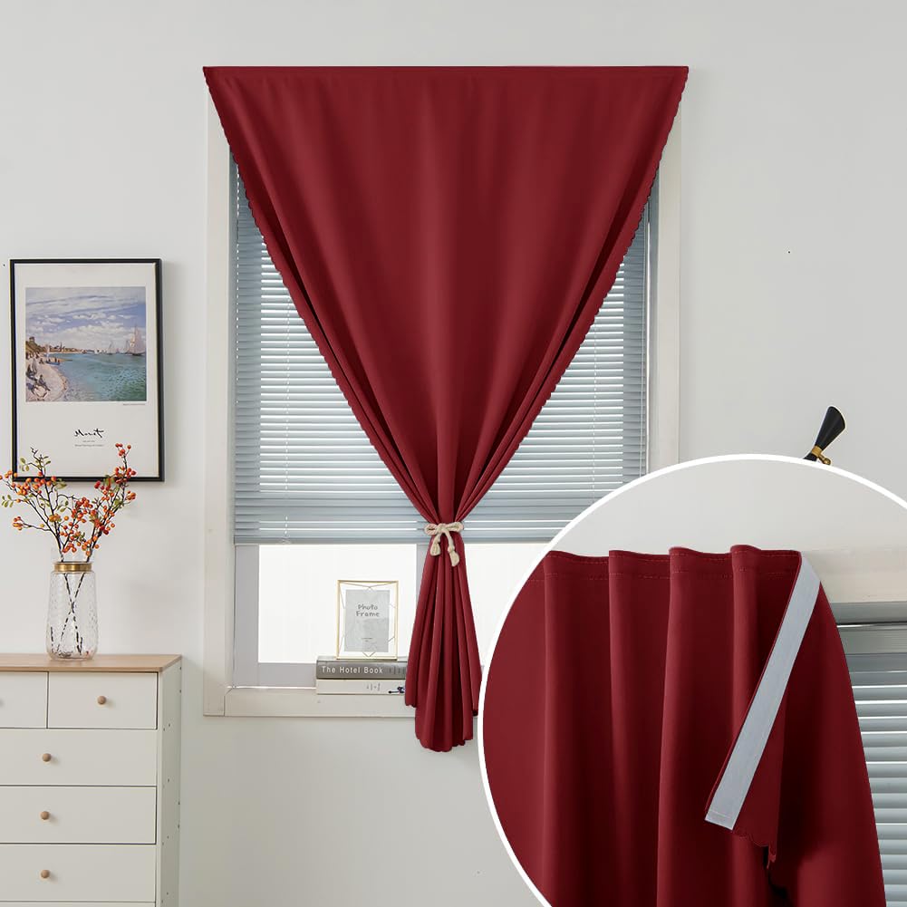 Self Adhesive Curtains (59"W x 59"L (Pack of 1) / Burgundy)