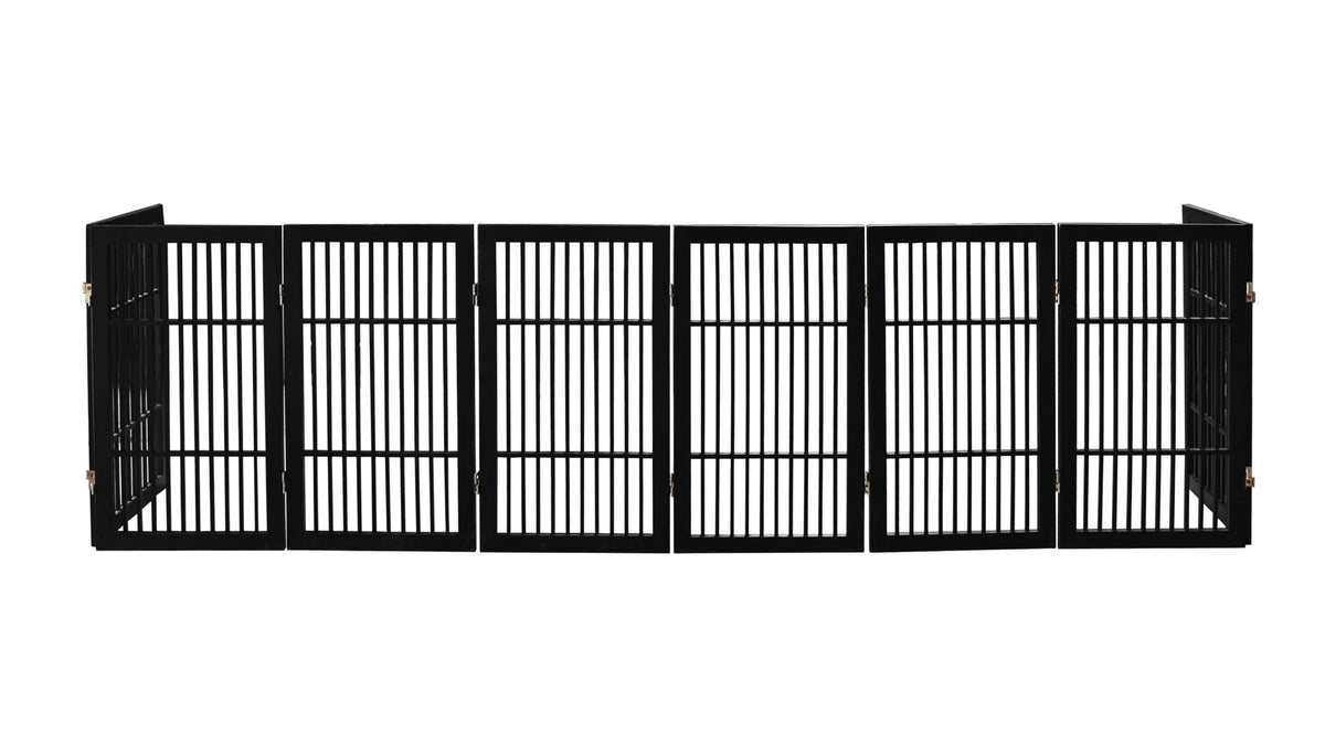 Pet Dog Gate Freestanding (8 Panel 30" Tall / Black Pet Gate)
