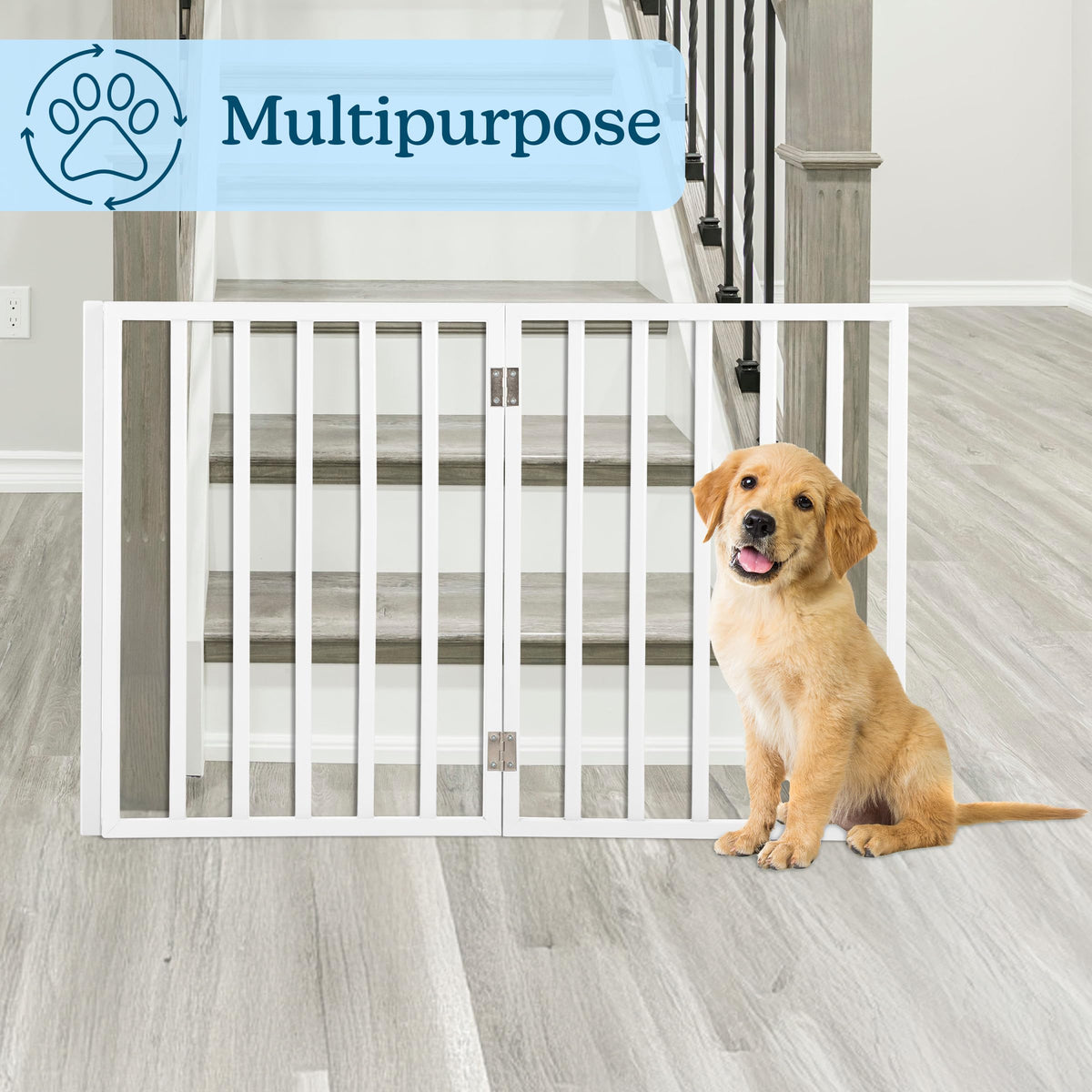 Pet Gate 3 Panel Freestanding Dog Gate Indoor (White / 3 Panel)