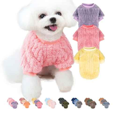Small Dog Sweater for Dog Girl 3 Pack Lavender Pink Yellow Medium (Lavender,Pink,Yellow / Medium)