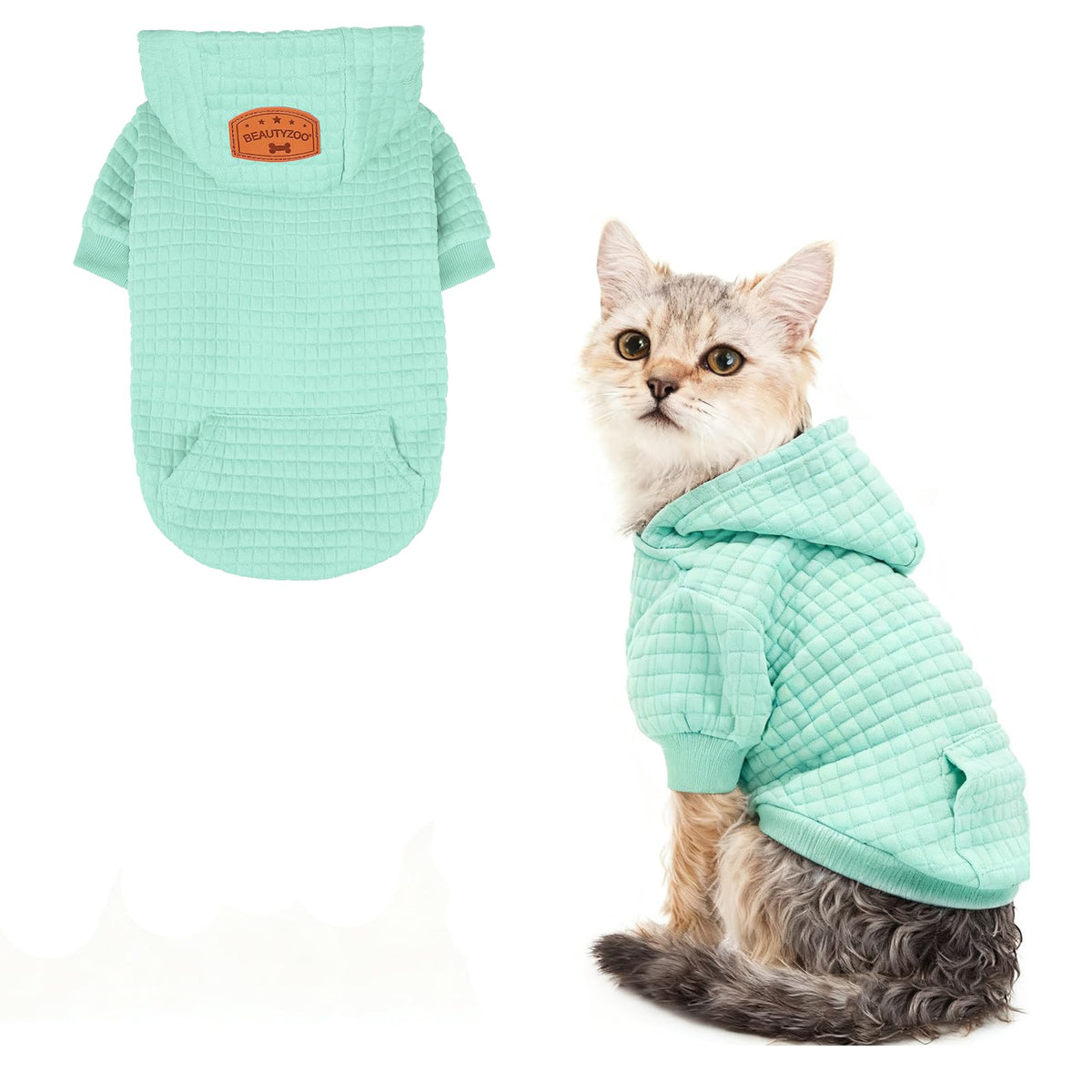 Dog Hoodies Sweater for Small Dogs (Mint Green / XXS (Back: 8",Chest: 10", Neck: 7.5"))