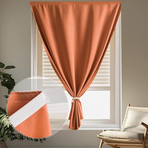 Self Adhesive Curtains (35"W x 59"L (Pack of 2) / Orange)