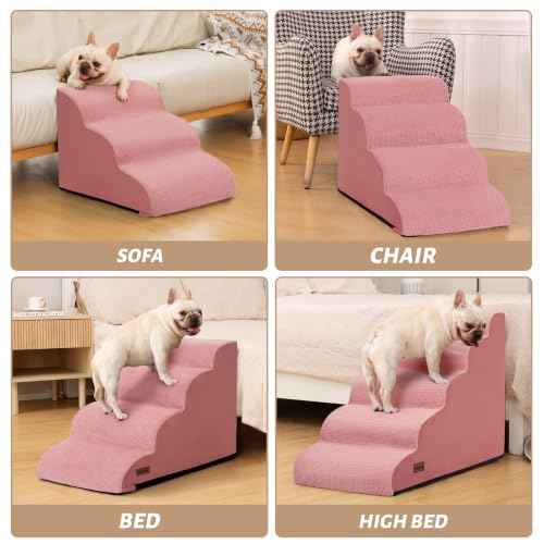 5 Step Pink Dog Stairs for High Bed (Pink / Standard 5-Step 22.2"H)