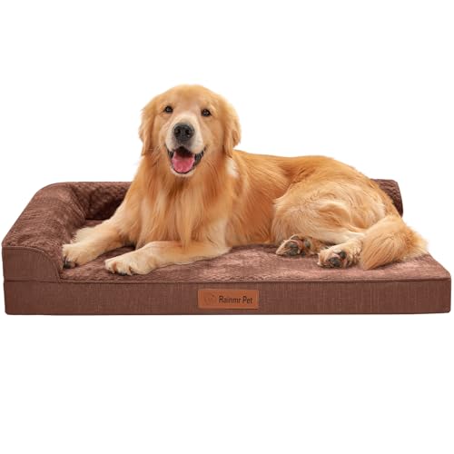 Waterproof Dog Bed for Small Dogs (Fluffy Style-Brown / XXL(44"x32"x3"))