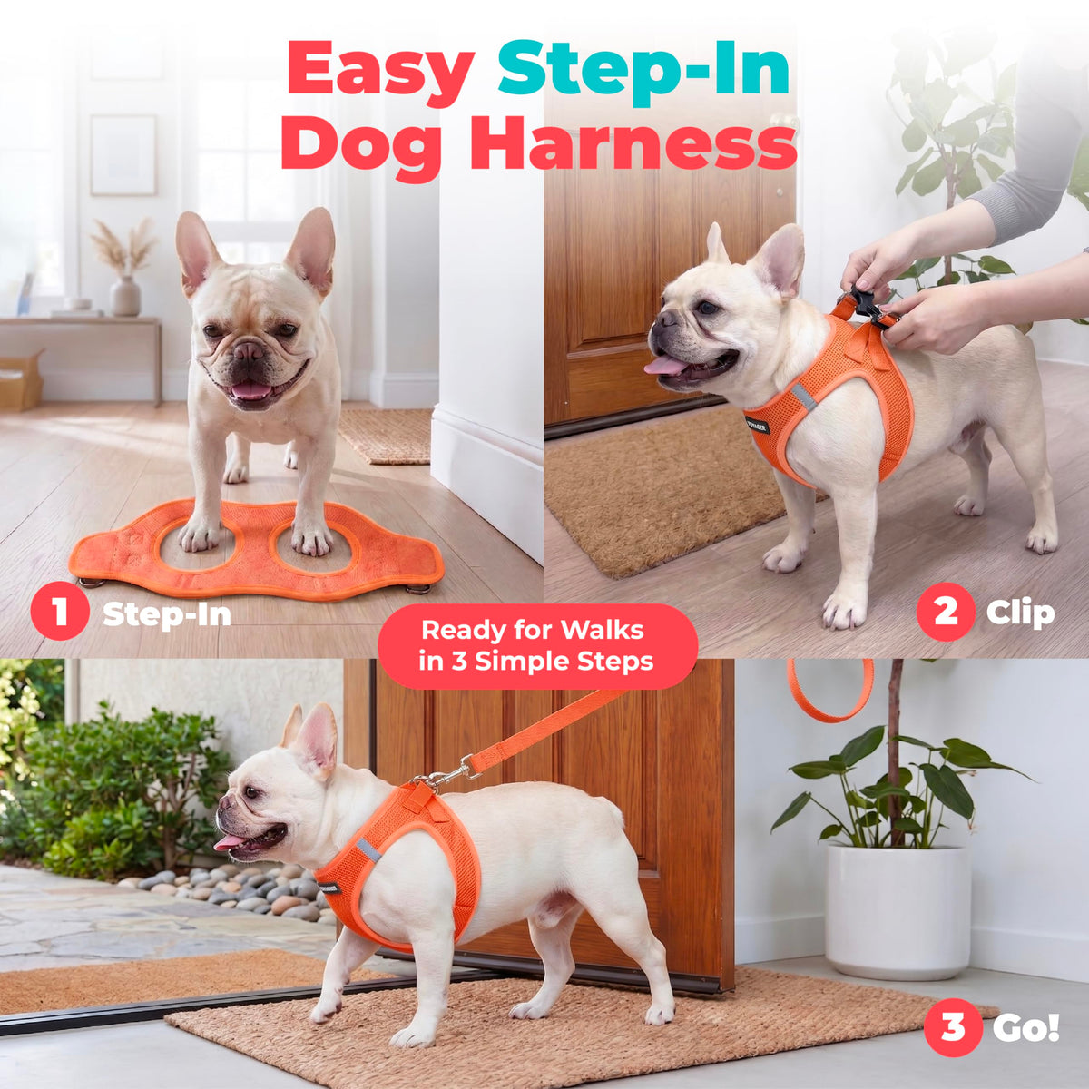 Voyager Step in Air Dog Vest Harness (Orange / XL (Chest: 20.5 - 23"))