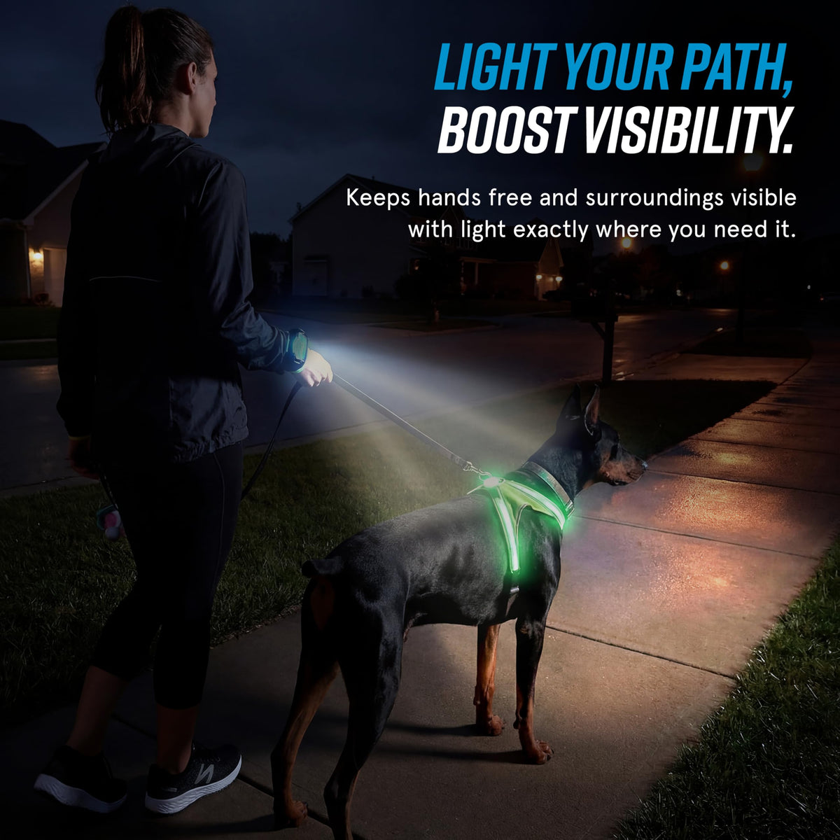 LightHound Light Up Reflective Dog Harness and Wrist Light (Medium)