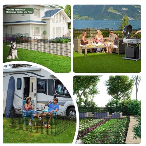 15 Panels Dog Fence Outdoor for Yard (Black / 15 Panels-32in(H)x37.9ft(L)-Concave)