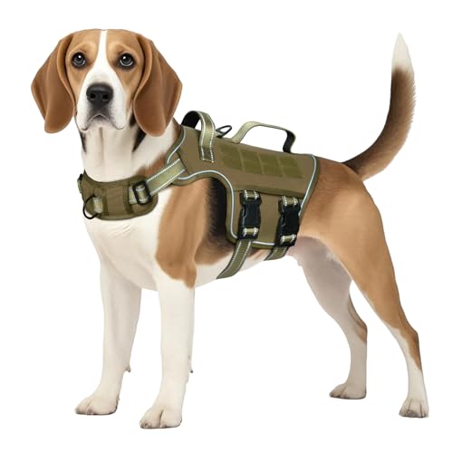 Dog Harness Medium Sized Dog (Khaki / M(Neck:17-23",Chest:22-32"),35-50 lbs)