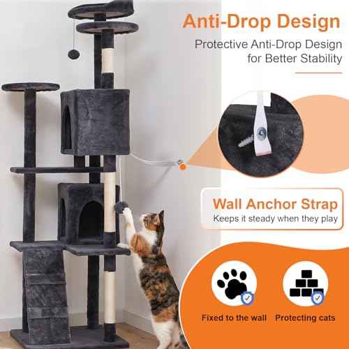 70" Cat Tree Tower (Dark Gray)