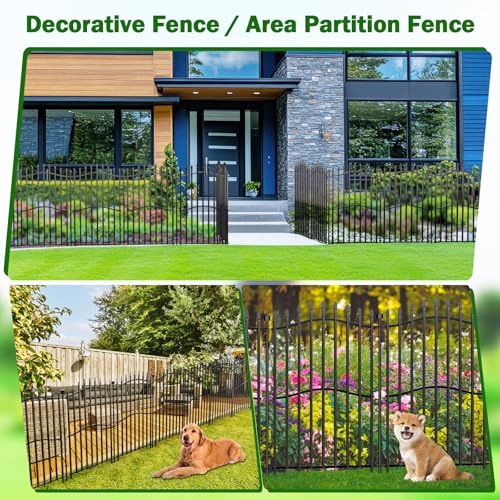 No Dig Garden Fence 40" H x 22.5'L Decorative Yard Dog Outdoor Panels (40 in(H) X 22.5 ft(L))