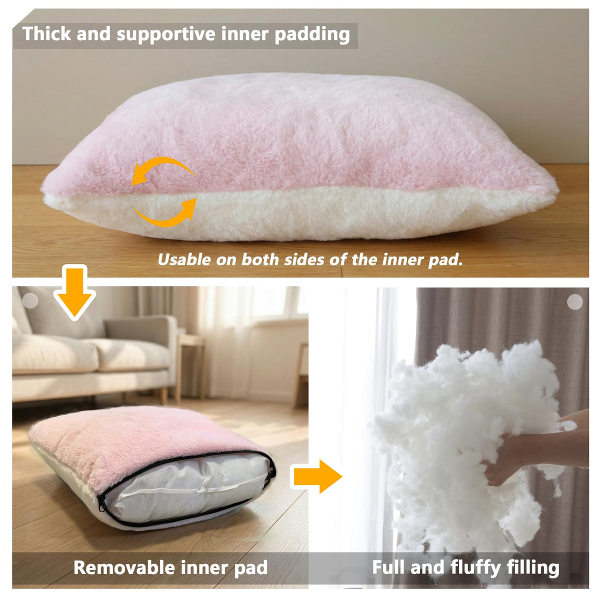 Cat Bed for Indoor Cats (Pink / M:(15.7"×15.7"×14.1"))