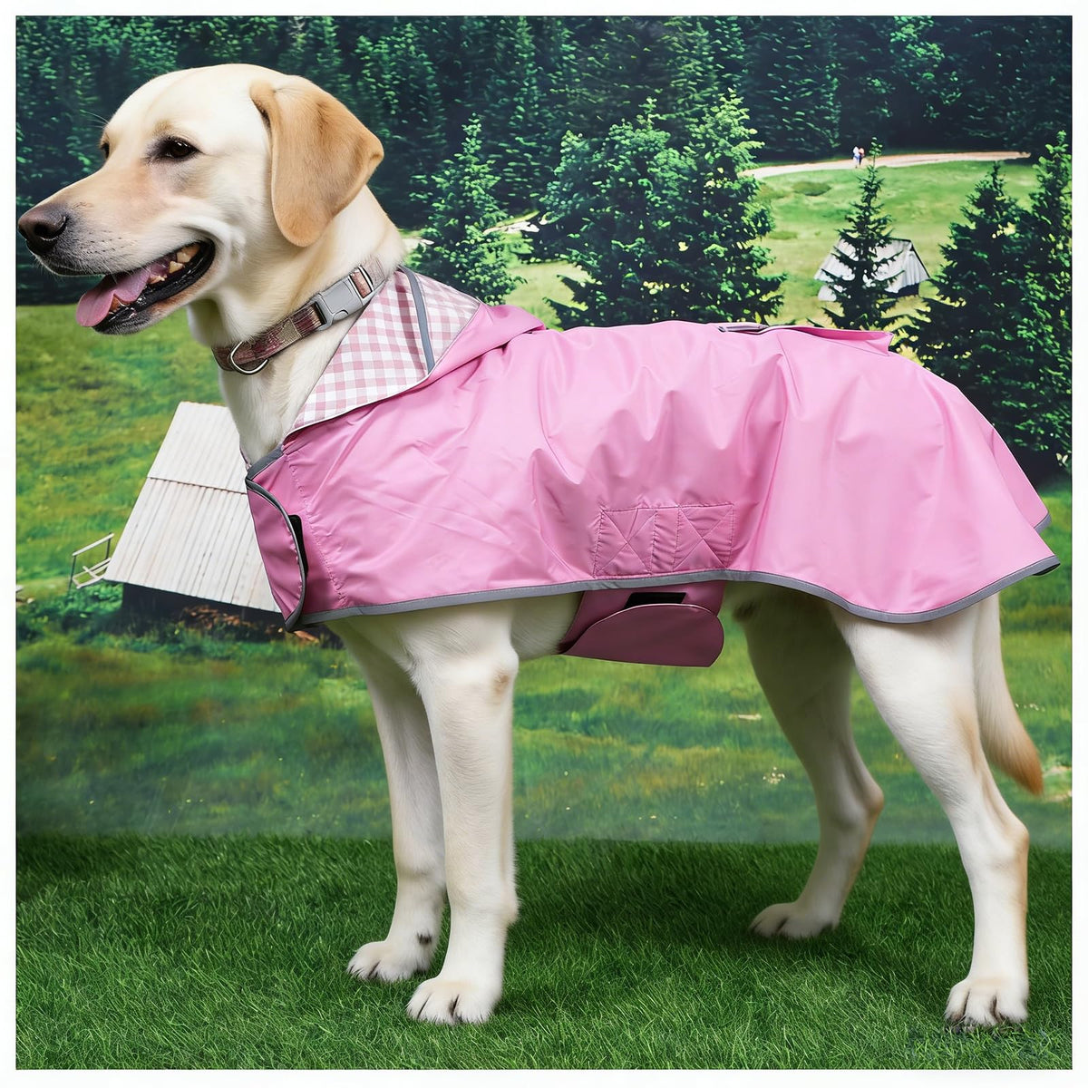 Waterproof Dog Raincoat Reversible (Rose Pink / Small(9-13lb))