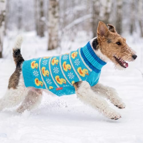 Dog Sweater for Small Medium Dogs Turtleneck Thick Knit (X-Large (19-27lbs) / Duck)