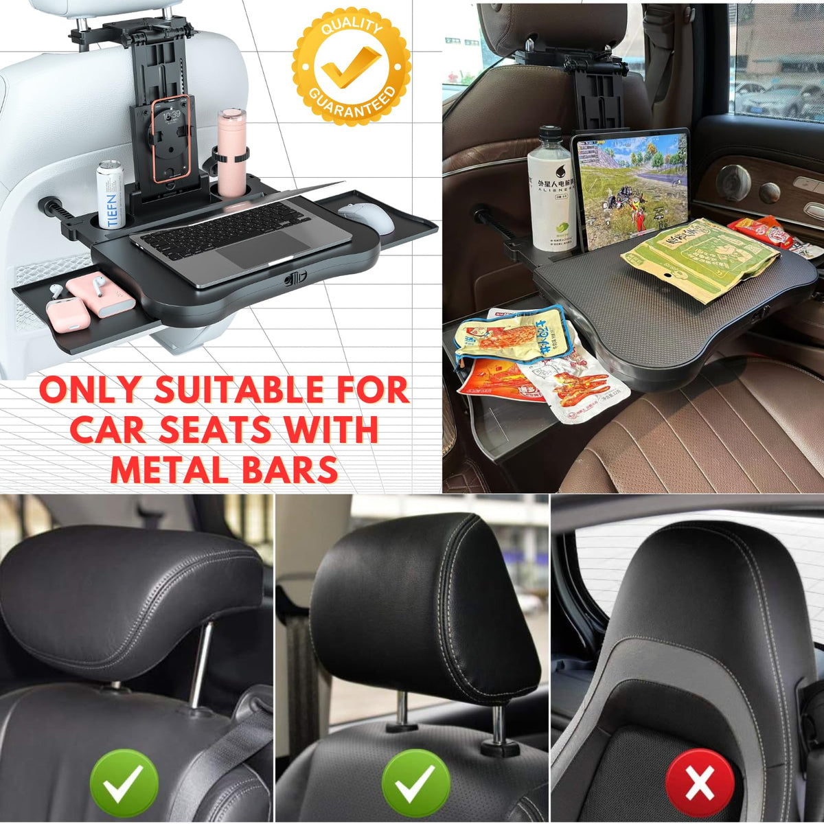 Car Back Seat Tray Table for Older Kids & Passengers (Car Seat Table Tray)