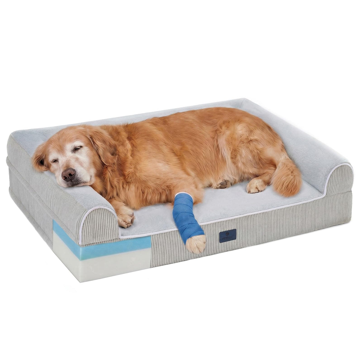 Orthopedic Dog Beds Large Sized Dog (Light Grey / 41"L x 32"W x 10"Th)