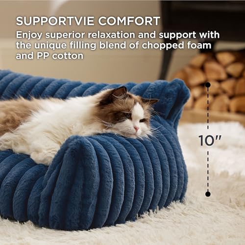 ComfyFleece® Shown on TV Fluffy Cat Couch for Pets (24x18x10" / Night Blue)